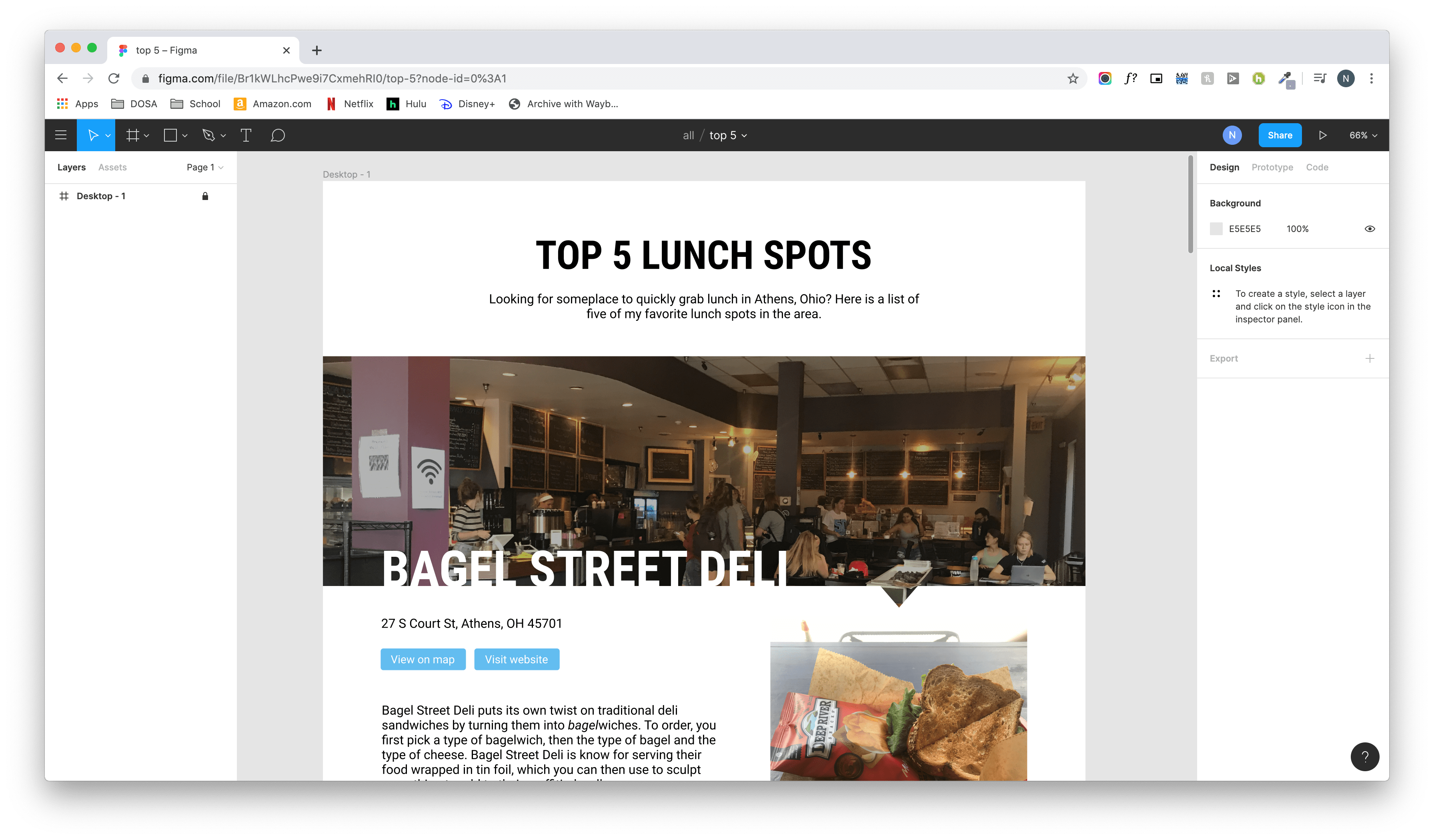screenshot of mockup in figma